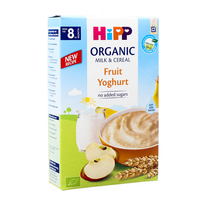 Bột ăn dặm Hipp Bột sữa hoa quả dinh dưỡng nhiệt đới, sữa chua - hộp giấy 250g